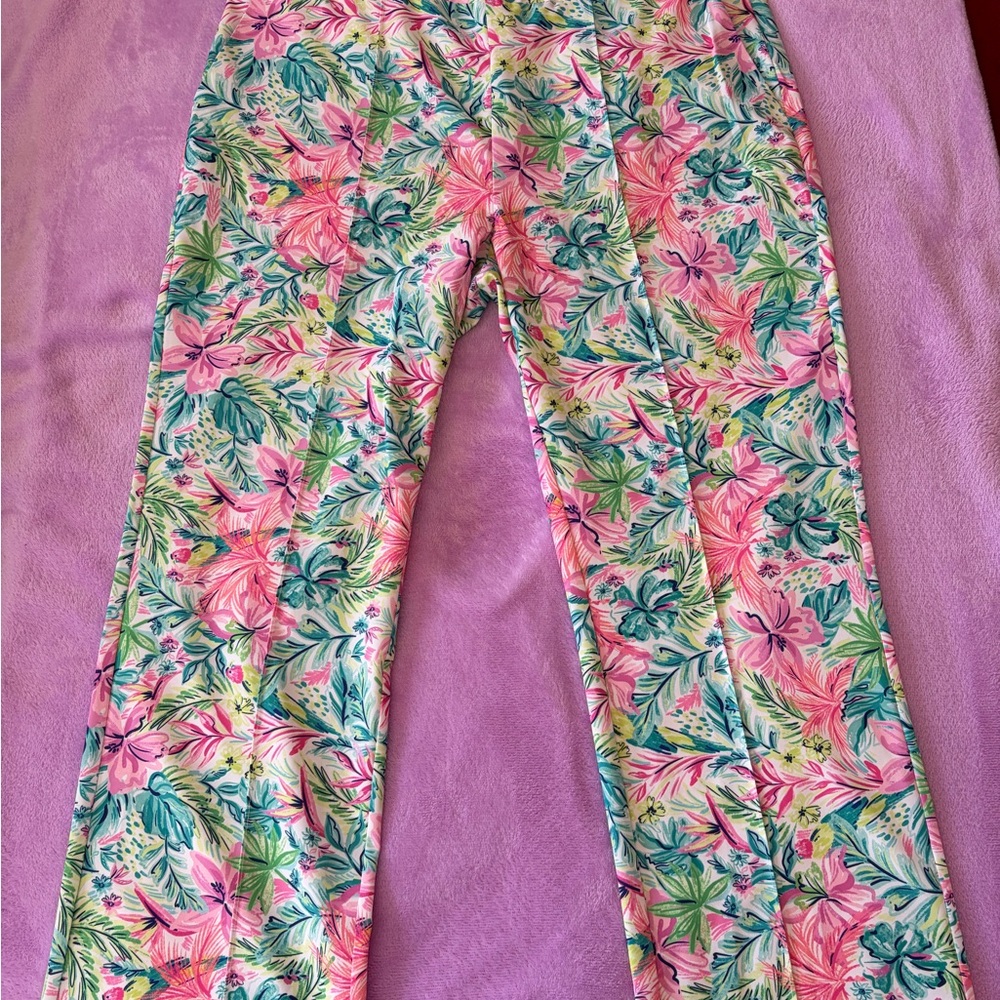Tropical Floral Wide-Leg Pants — Pink & Green - Picture 3 of 6